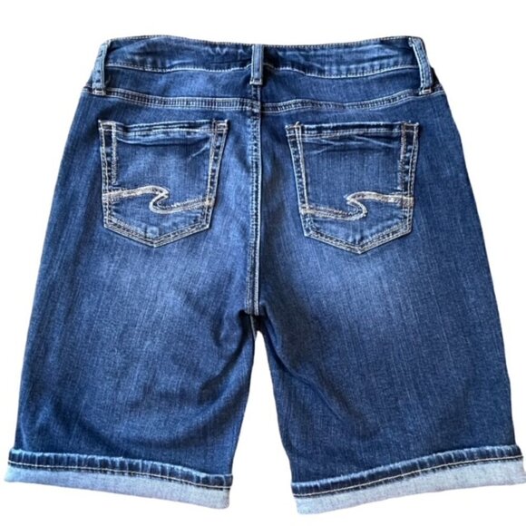SILVER JEANS Suki Distressed Stretch Bermuda Jean Shorts - Size 26 - Picture 3 of 7